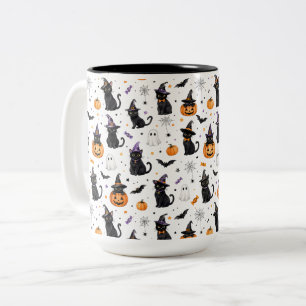 Café Em Dois Tons Caneca de Gato de Halloween Presente para Amante