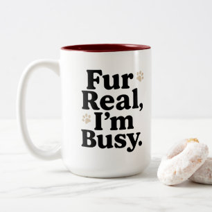 Café Em Dois Tons Caneca de Gato Engraçado – "De Verdade Estou Ocupa
