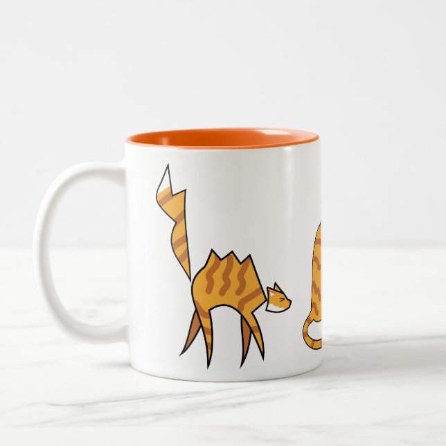 Café Em Dois Tons Caneca de Gato Laranja (Esquerda)