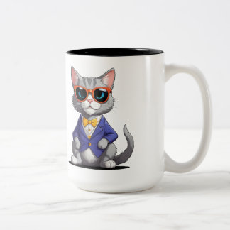 Café Em Dois Tons Caneca de Gato Legal Engraçado | Presente para Ama