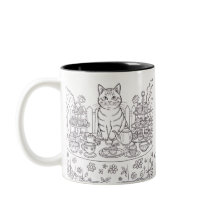 Caneca de Gato Listrado e Festa de Chá