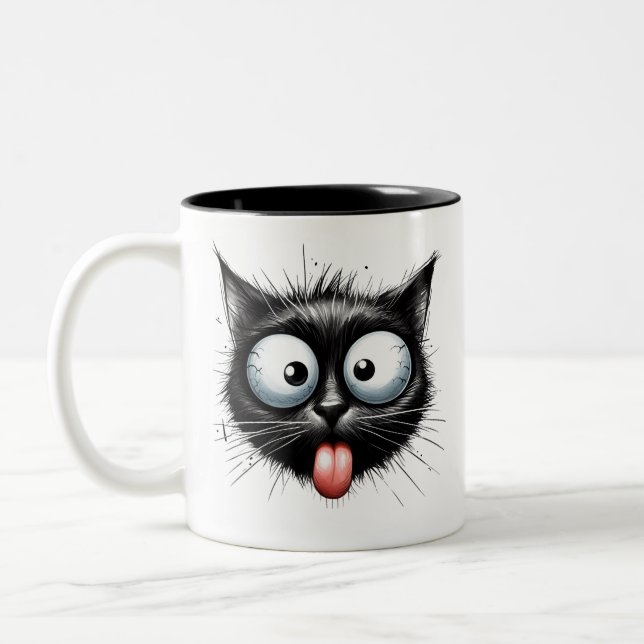 Café Em Dois Tons Caneca de gato preto (Esquerda)
