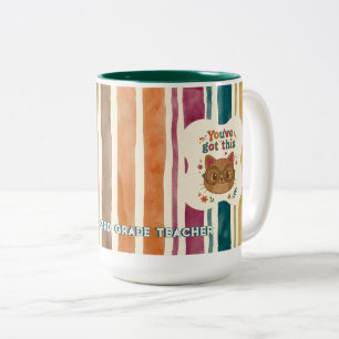 Café Em Dois Tons Caneca de Gato Professora Personalizada Nome e S