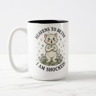 Café Em Dois Tons Caneca de Gato Retro Chocado Engraçado