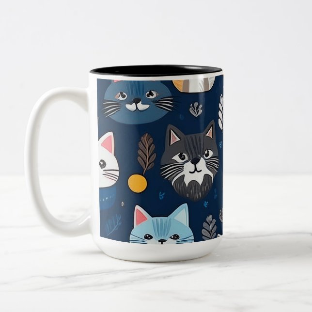 Café Em Dois Tons caneca de gatos fofos (Esquerda)