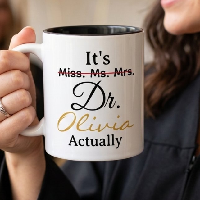 Café Em Dois Tons Caneca de Graduação de Doutorado Personalizada com (Criador carregado)