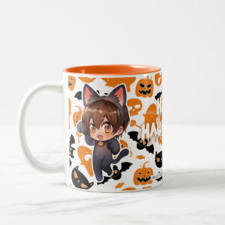 Café Em Dois Tons Caneca de Halloween