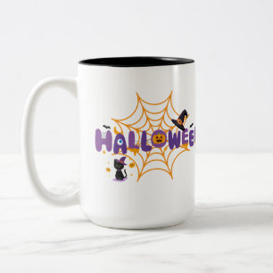 Café Em Dois Tons Caneca de Halloween Assustadoramente Fofa de Gato 