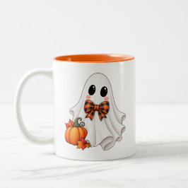 Café Em Dois Tons Caneca de Halloween de Menino Fantasma Fofo | Abób