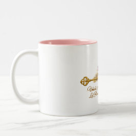 Café Em Dois Tons Caneca de Inspiração Chave Dourada & Borboleta