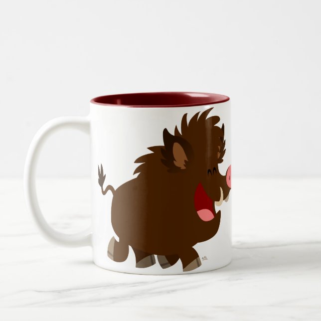 Café Em Dois Tons Caneca de irradiação do javali dos desenhos (Esquerda)