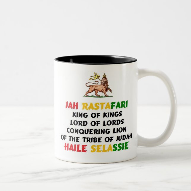 Café Em Dois Tons Caneca de Jah Rastafari - preto (Direita)