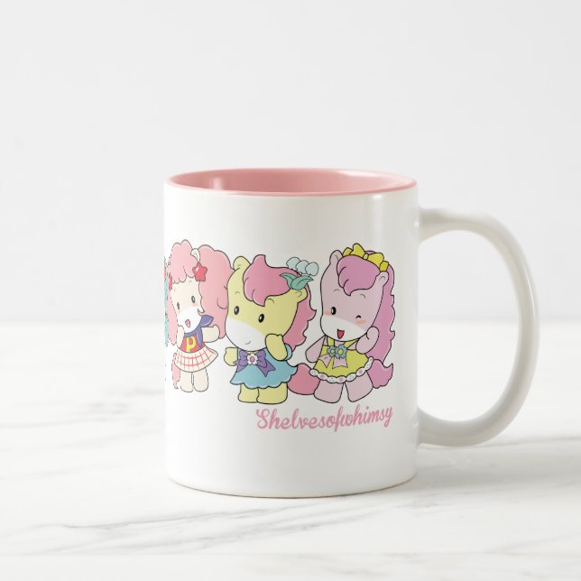 Café Em Dois Tons Caneca de Kawaii do pônei de Osharena (Direita)