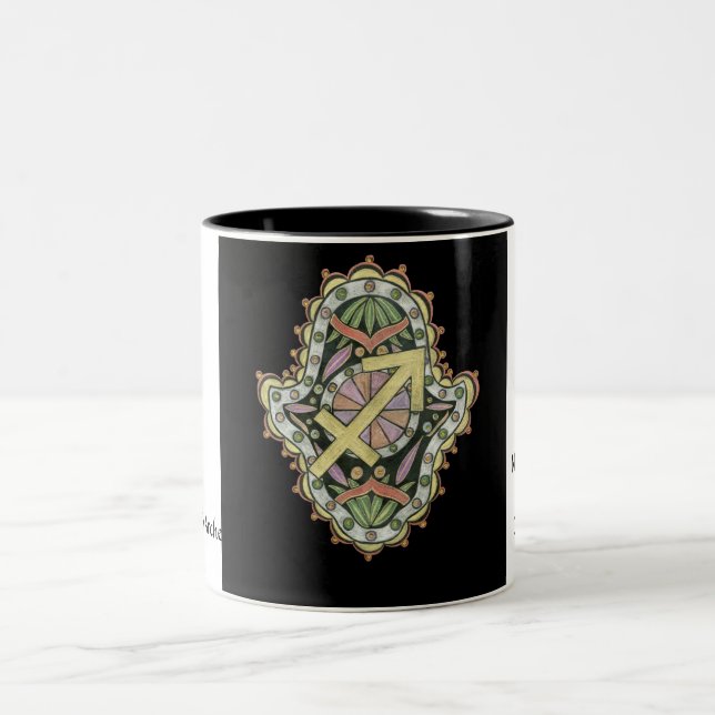 Café Em Dois Tons Caneca de Khamsa do Sagitário (Centro)
