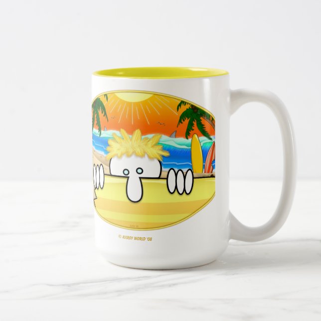 Café Em Dois Tons Caneca de Kilroy do surfista (Direita)