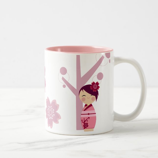 Café Em Dois Tons Caneca de Kokeshi Sakura (Direita)