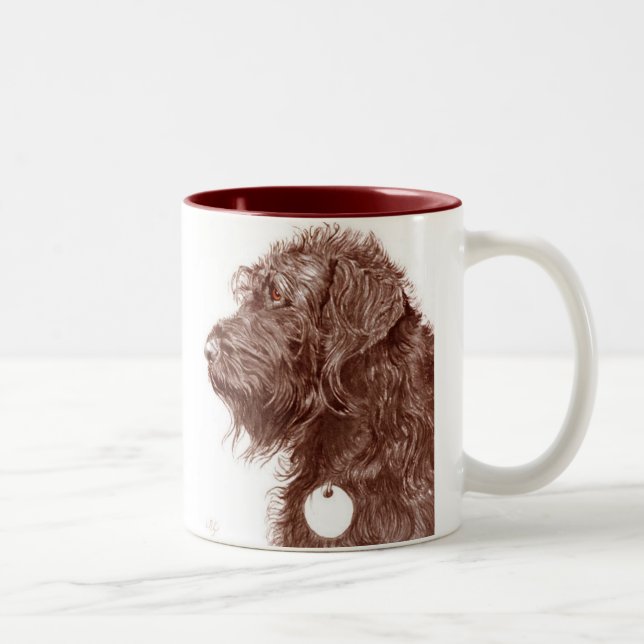 Café Em Dois Tons Caneca de Labradoodle do chocolate (Direita)