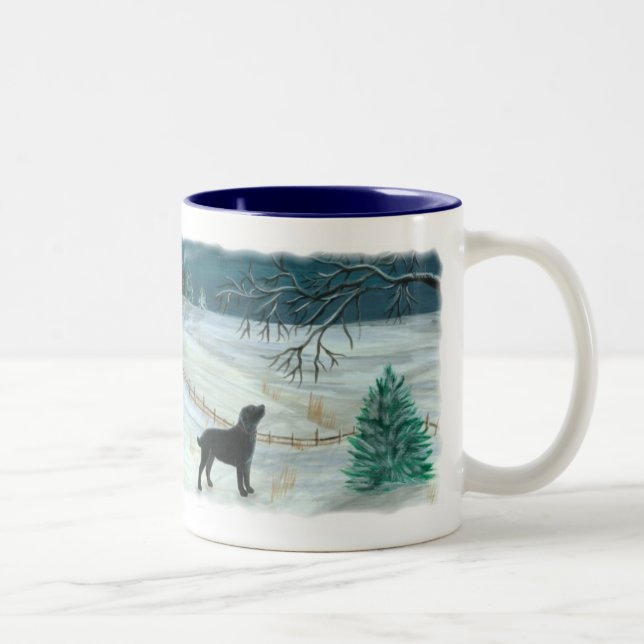 Café Em Dois Tons Caneca de Labrador do inverno (Direita)