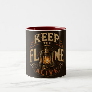 Café Em Dois Tons Caneca de Lanterna Vintage Keep the Flame Alive