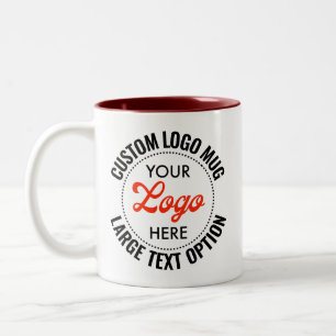 Café Em Dois Tons Caneca de Logotipo Bicolor de Texto Grande MAROON