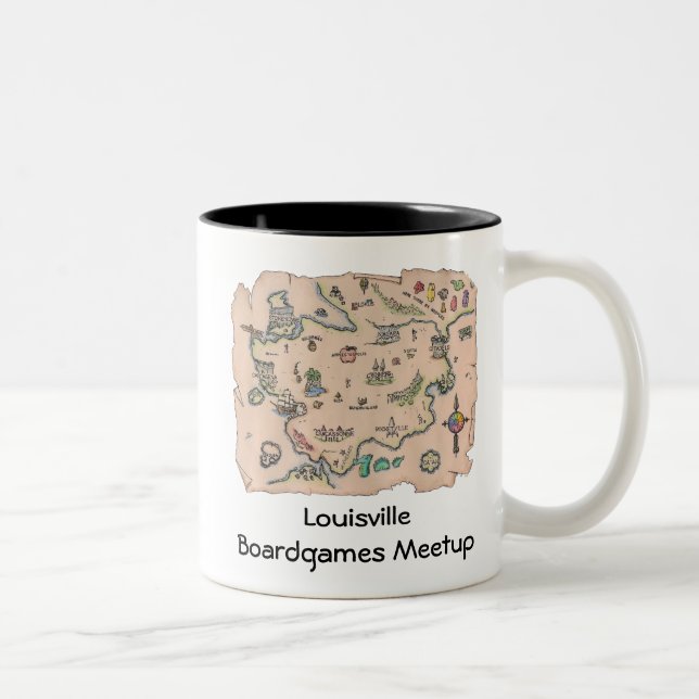 Café Em Dois Tons Caneca de Louisville Boardgames Meetup (Direita)