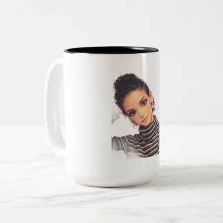 Café Em Dois Tons Caneca de Luxo de Boneca de Moda – Ilustração Eleg