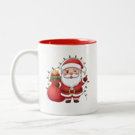 Café Em Dois Tons Caneca de Luzes de Natal do Papai Noel Piscando Fo