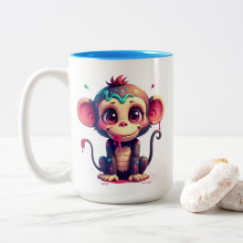 Café Em Dois Tons Caneca de Macaco com Salpico de Tinta de Desenho A