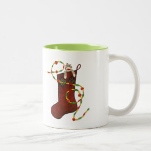 Café Em Dois Tons Caneca de Macaco de Meia de Natal