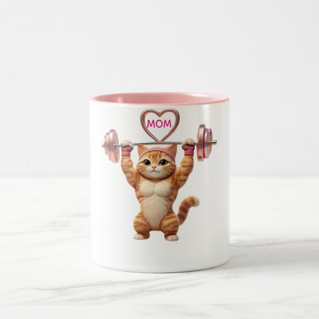 Café Em Dois Tons Caneca de Mãe de Gato de Academia Engraçada – Pres (Centro)