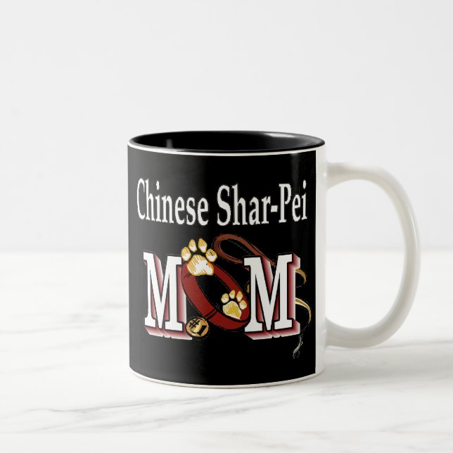 Café Em Dois Tons Caneca de Mãe do Shar-Pei Chinês (Direita)
