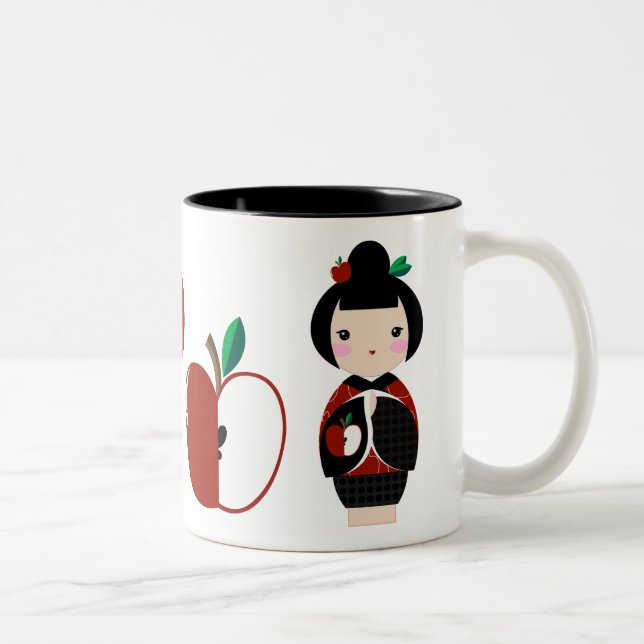 Café Em Dois Tons Caneca de Manzanita Kokeshi (Direita)