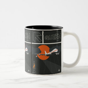 Café Em Dois Tons Caneca de Meados do Século Estilo Jumbo Jet Rainha