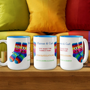Café Em Dois Tons Caneca de Meias Chuvas de Cor LGBTQ “Par Perfeito”