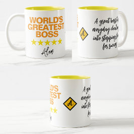 Café Em Dois Tons Caneca de Melhor Chefe do Mundo (Citação com Inici