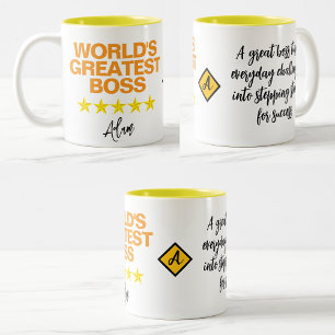 Café Em Dois Tons Caneca de Melhor Chefe do Mundo (Citação com Inici