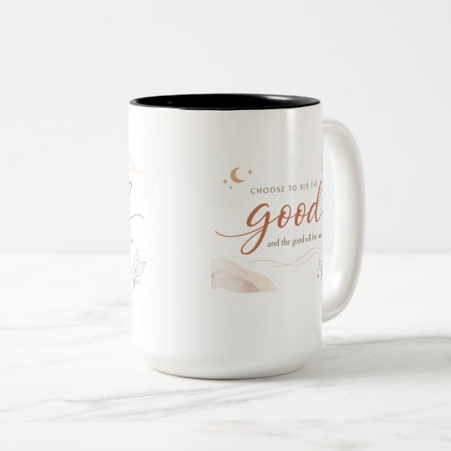 Café Em Dois Tons Caneca de Mentalidade Positiva Escolha o Bem Todos (Frente Esquerda)