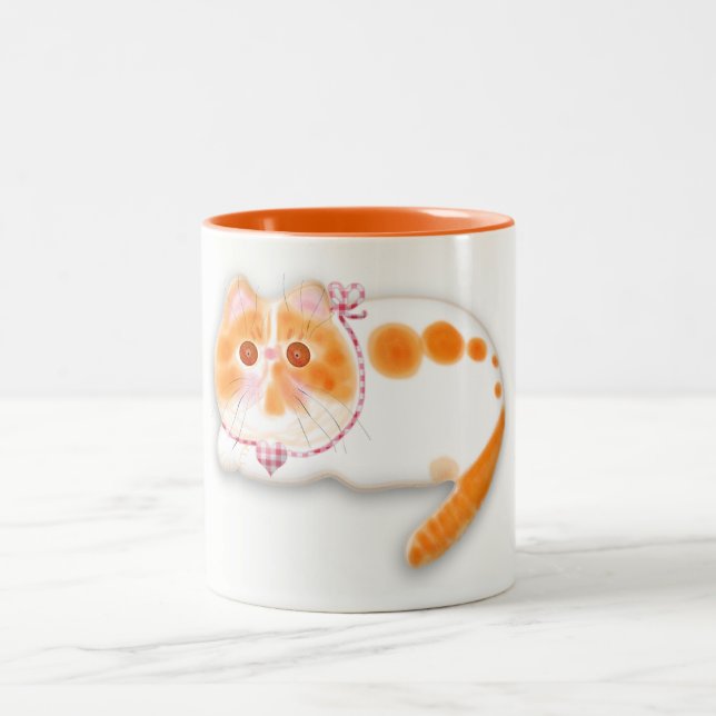 Café Em Dois Tons Caneca de mesa de serviço da série gato engraçado  (Centro)