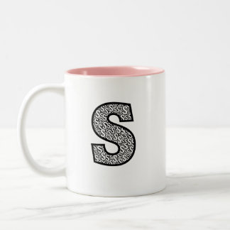 Café Em Dois Tons Caneca de Monograma Personalizado Letra Minimalist