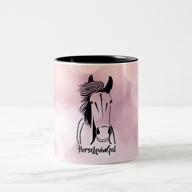 Café Em Dois Tons Caneca de Mulher que Ama Cavalo Rosa Artístico (Centro)