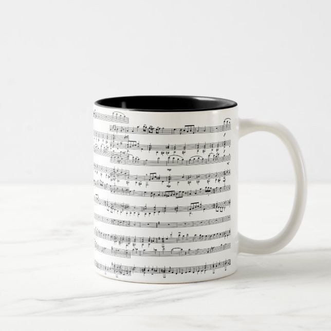 Café Em Dois Tons Caneca de Música de Partitura (Direita)