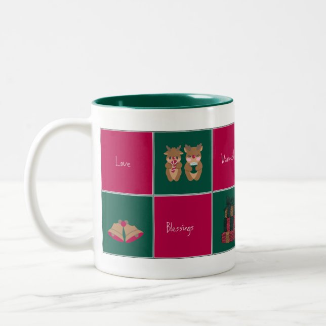 Café Em Dois Tons Caneca de Natal Alegre e Brilhante (Esquerda)
