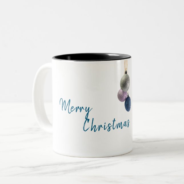 Café Em Dois Tons Caneca de Natal Alegre Two Tone (Frente Esquerda)