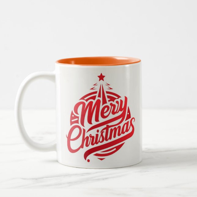 Café Em Dois Tons Caneca de Natal alegre Two-Tone (Esquerda)