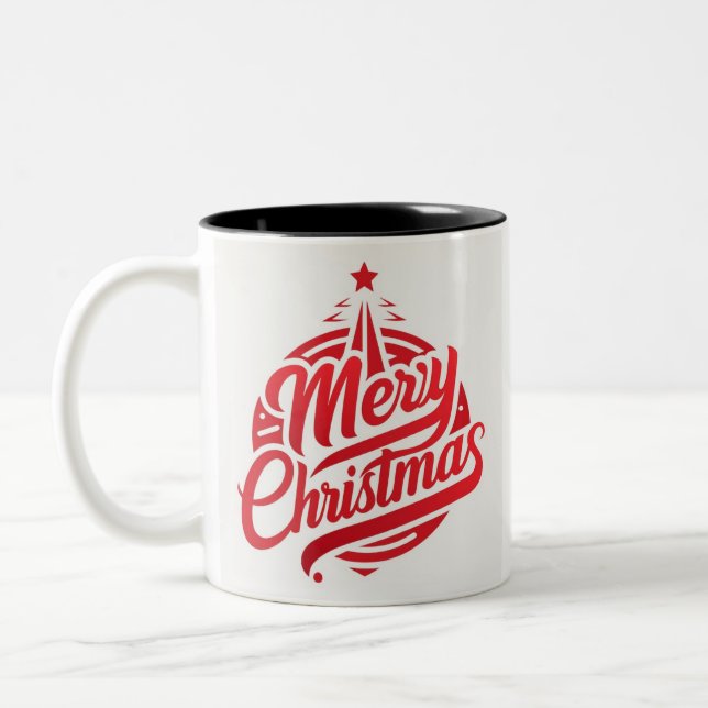 Café Em Dois Tons Caneca de Natal alegre Two-Tone (Esquerda)