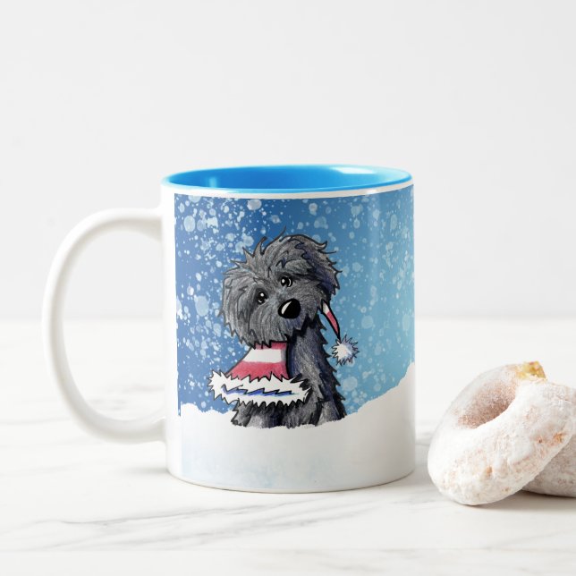 Café Em Dois Tons Caneca de Natal Bouvier des Flandres (Com Donut)
