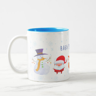 Café Em Dois Tons Caneca de Natal com Papais noeis e amigos animais 