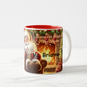 Café Em Dois Tons Caneca de Natal de Chocolate Quente do Papai Noel