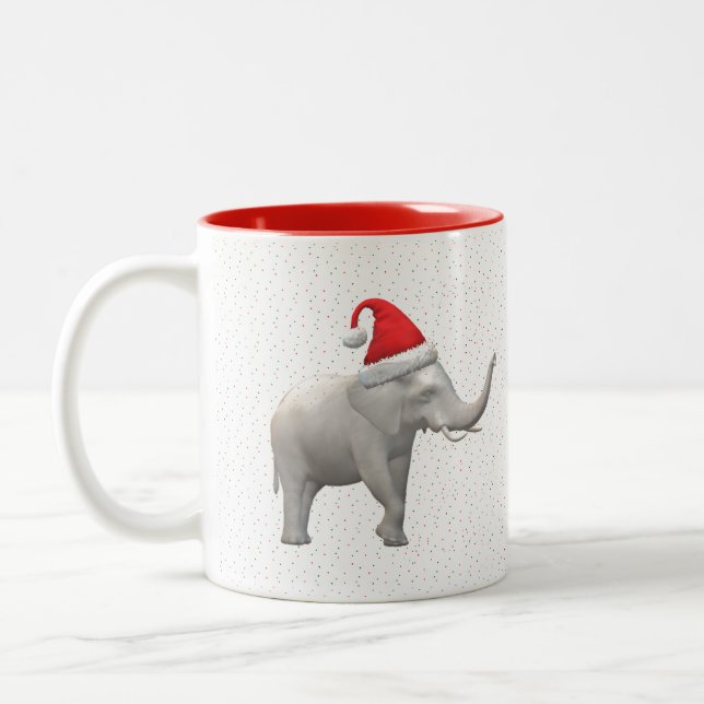 Café Em Dois Tons Caneca de Natal de Elefante Branco (Esquerda)