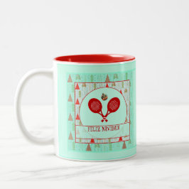 Café Em Dois Tons Caneca de Natal de Padel – Um Natal Retro de Padel